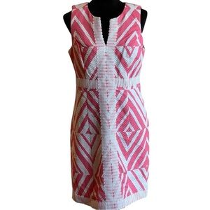 NWTS TAYLOR 60s STYLE PINK & WHITE SLEEVELESS GEOMETRIC DRESS SZ 10